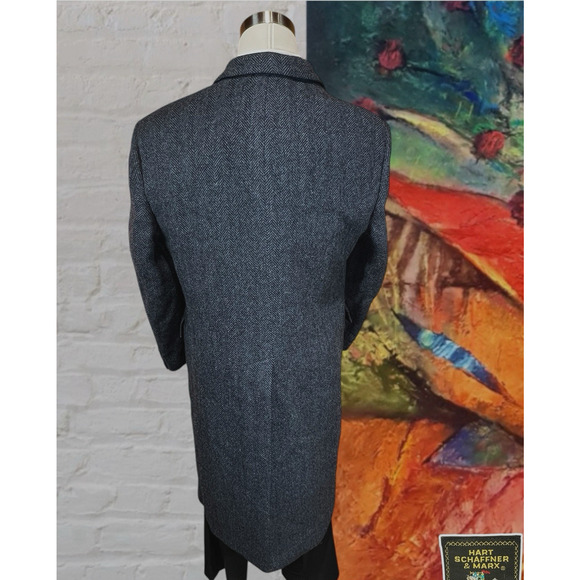 Hart Schaffner Marx Mens 44 XL Gray Wool Heavy Long OverCoat Top Coat - Picture 6 of 13